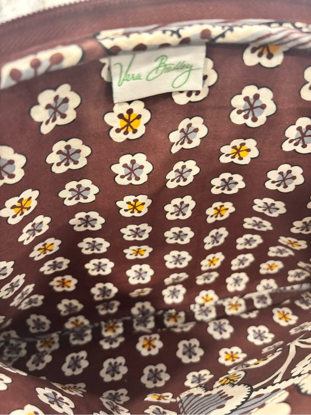 Vera Bradley Slate Blooms 14” laptop case brown gray floral quilted fabric